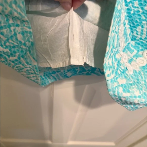 Lilly Pulitzer EUC Size 6 MacFarlane Shorely Blue Sea Cup Lace Detail Mini Dress - Picture 8 of 14